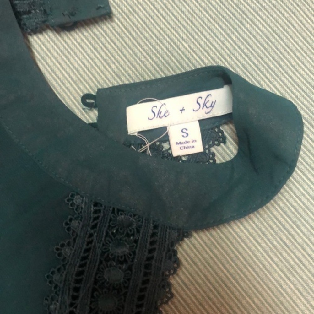 She & Sky dress Green baby doll dress size small - Picture 3 of 6